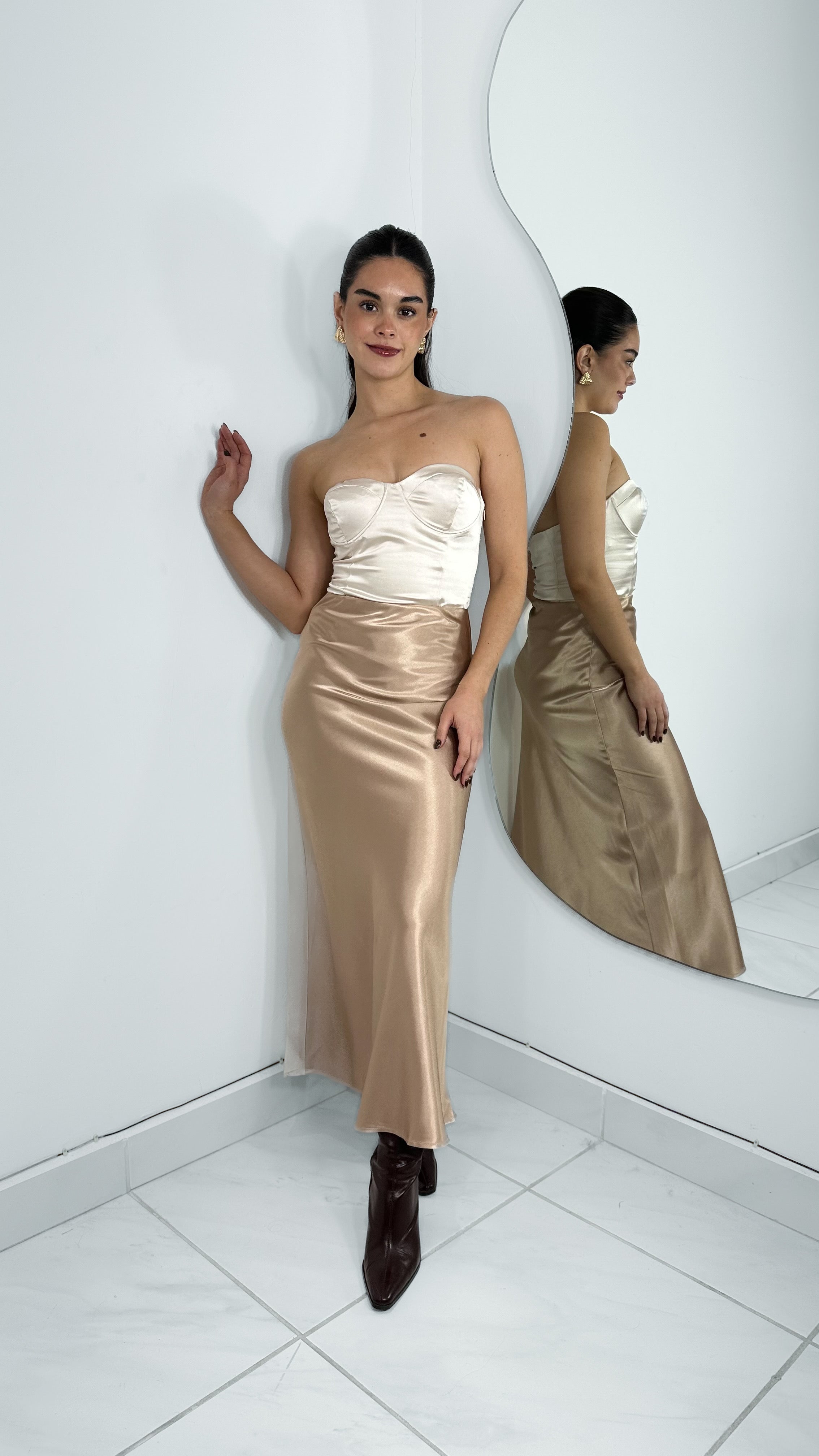 BODYSUIT CORSET SATINADO CHAMPAGNE