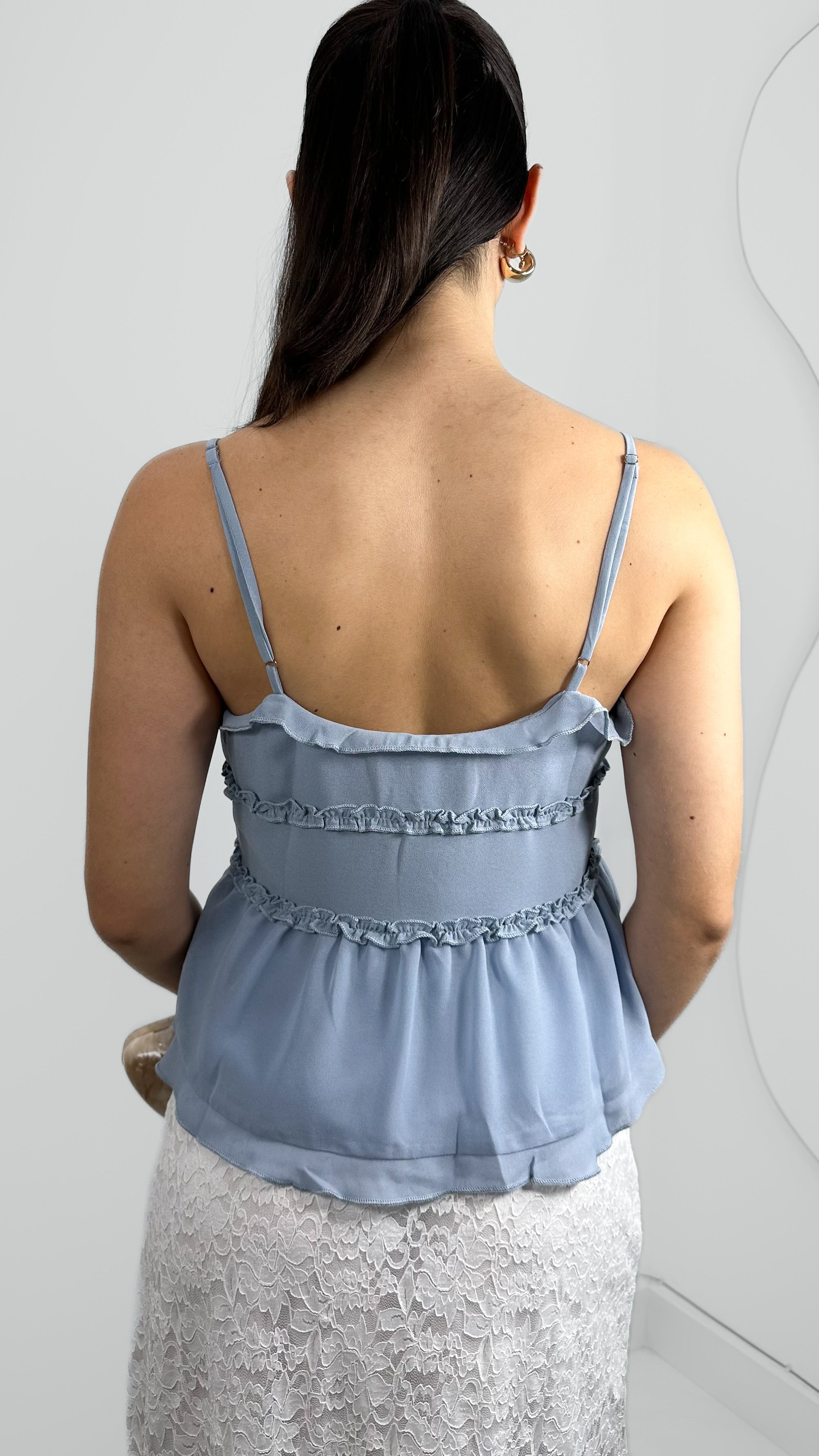 BLUSA VOLANTES DE TIRANTES BABY BLUE