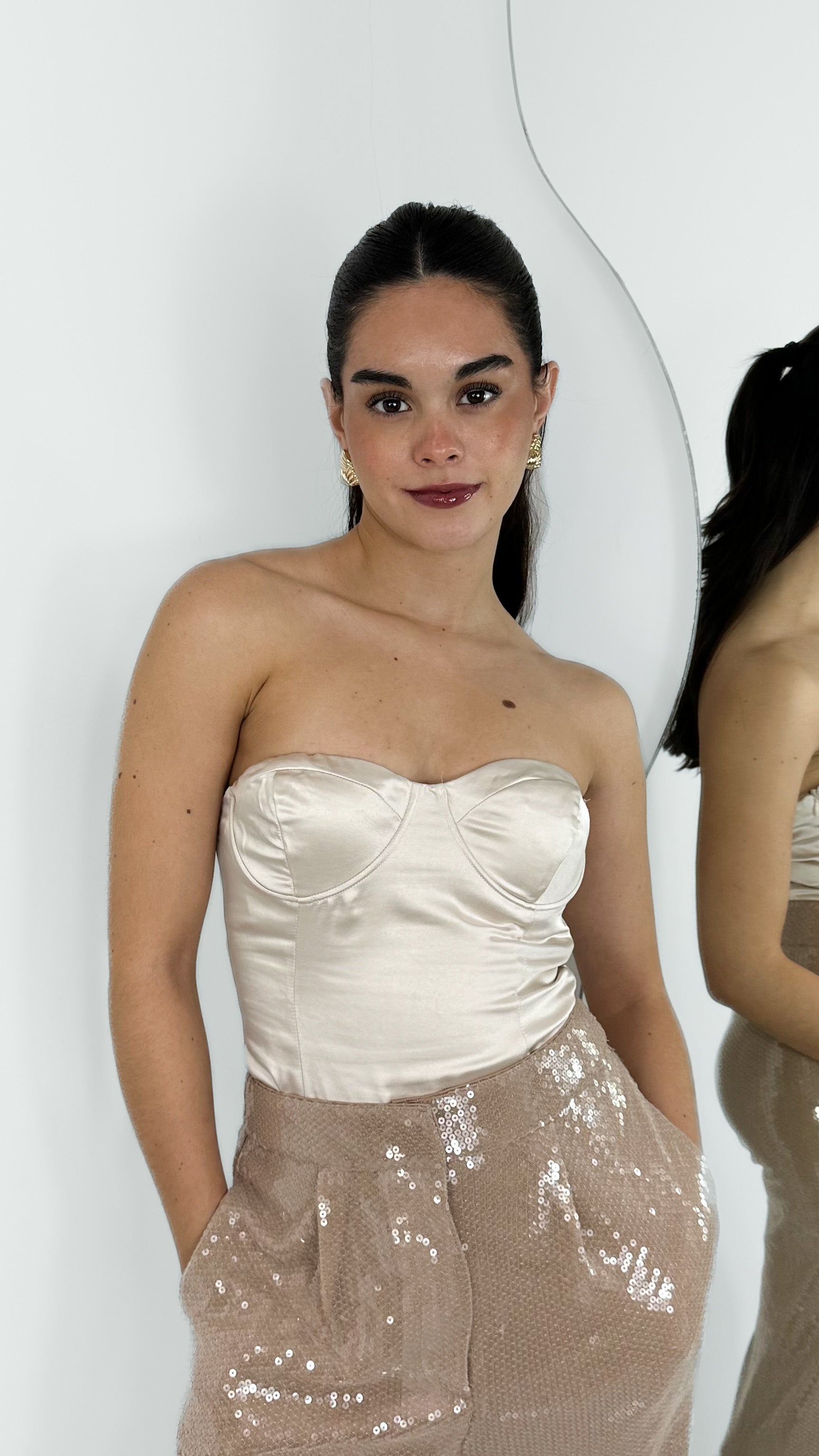 BODYSUIT CORSET SATINADO CHAMPAGNE