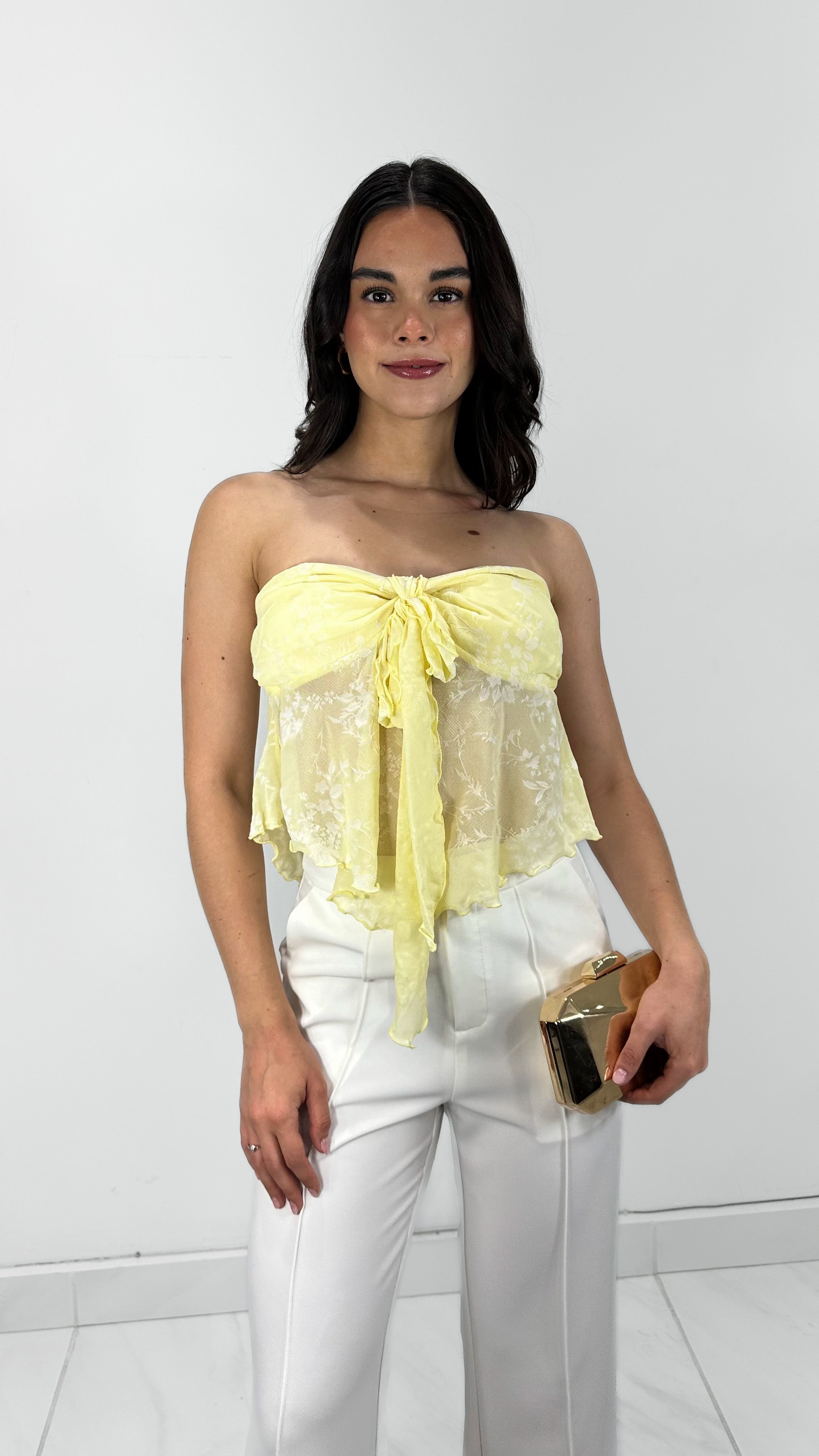 BLUSA STRAPLESS/HALTER MESH BABY YELLOW