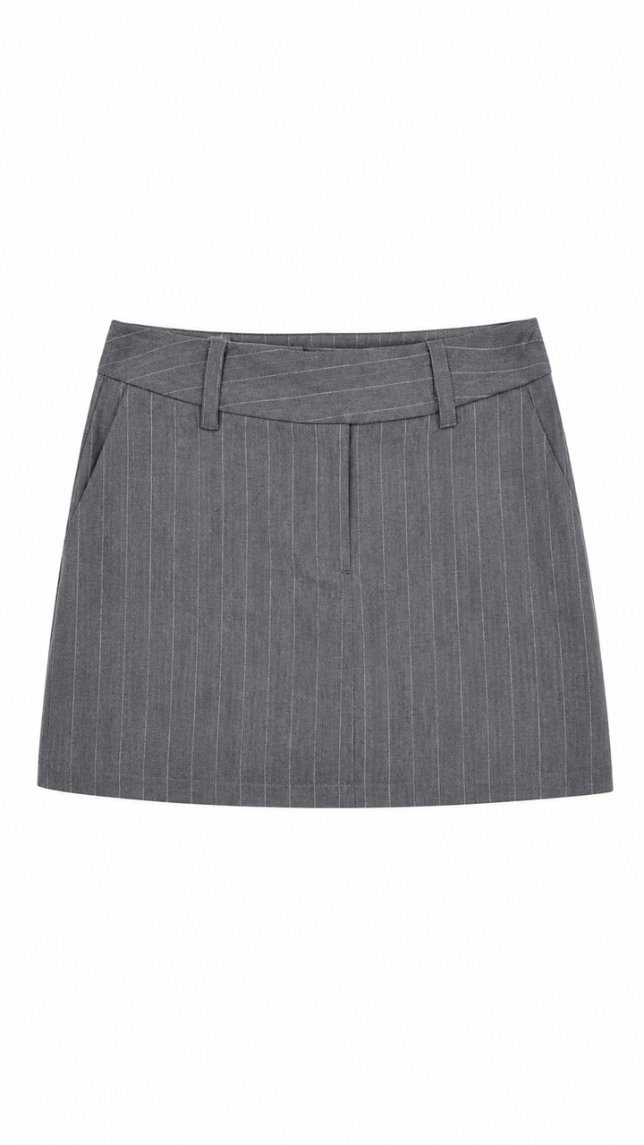 GREY STRIPPED SKIRT  (SET)