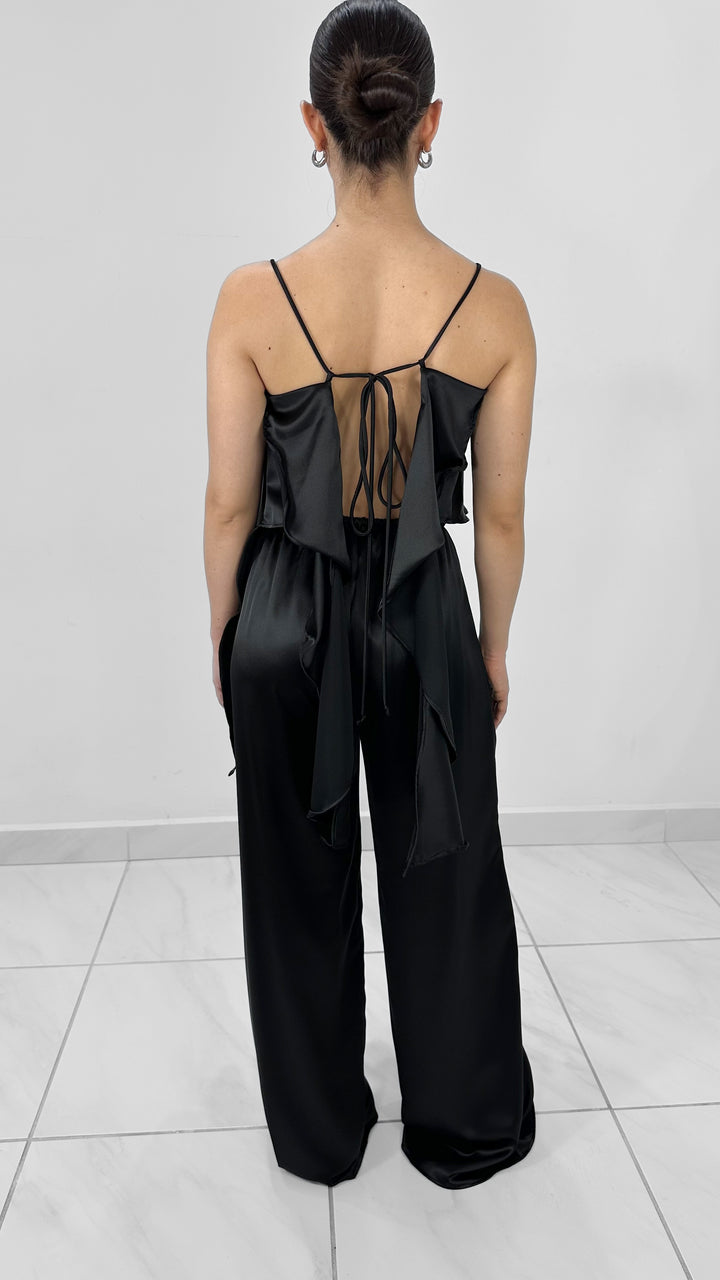PANTALÓN ANCHO DE SATÍN NEGRO