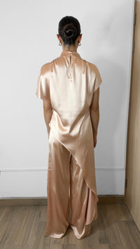 SATIN TUNIC SET CHAMPAGNE