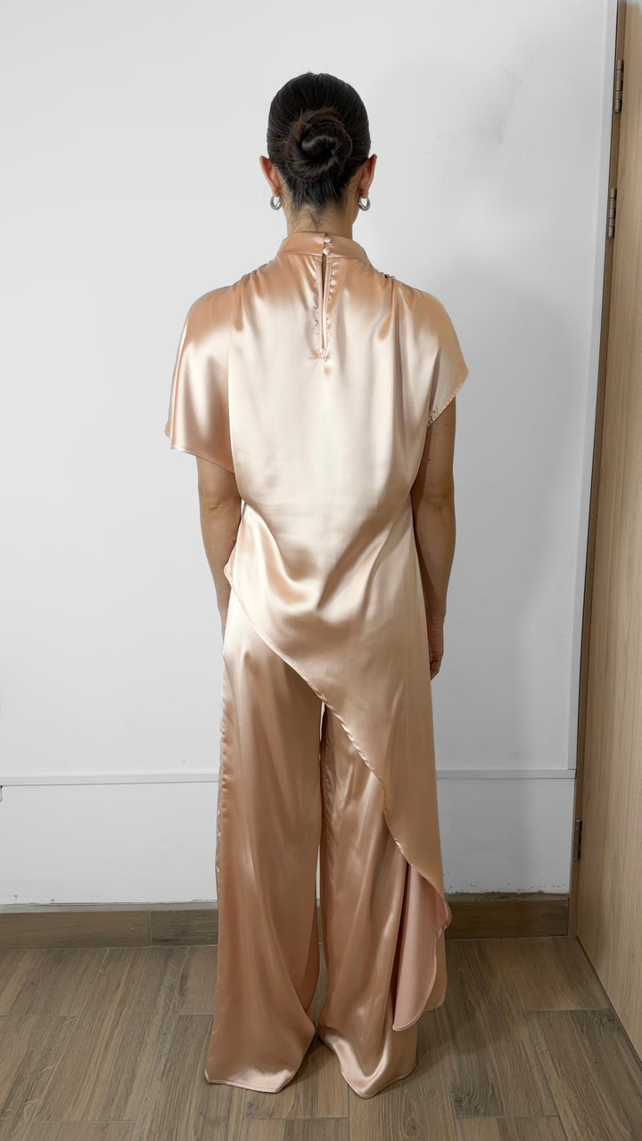 SATIN TUNIC SET CHAMPAGNE