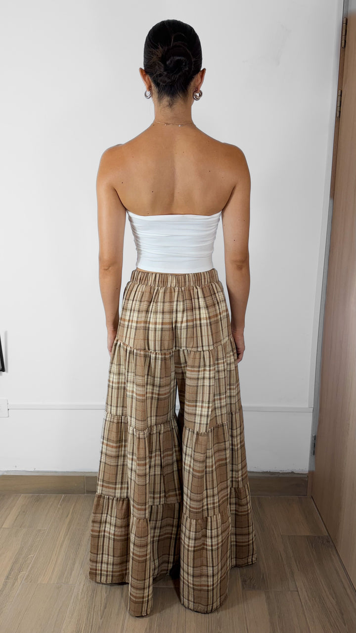 PANTALÓN DE CUADROS CAMEL