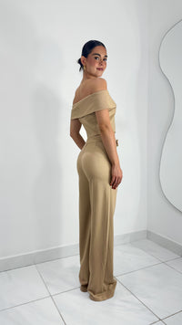 PANTALÓN FORMAL TIRO ALTO WIDE LEG BEIGE