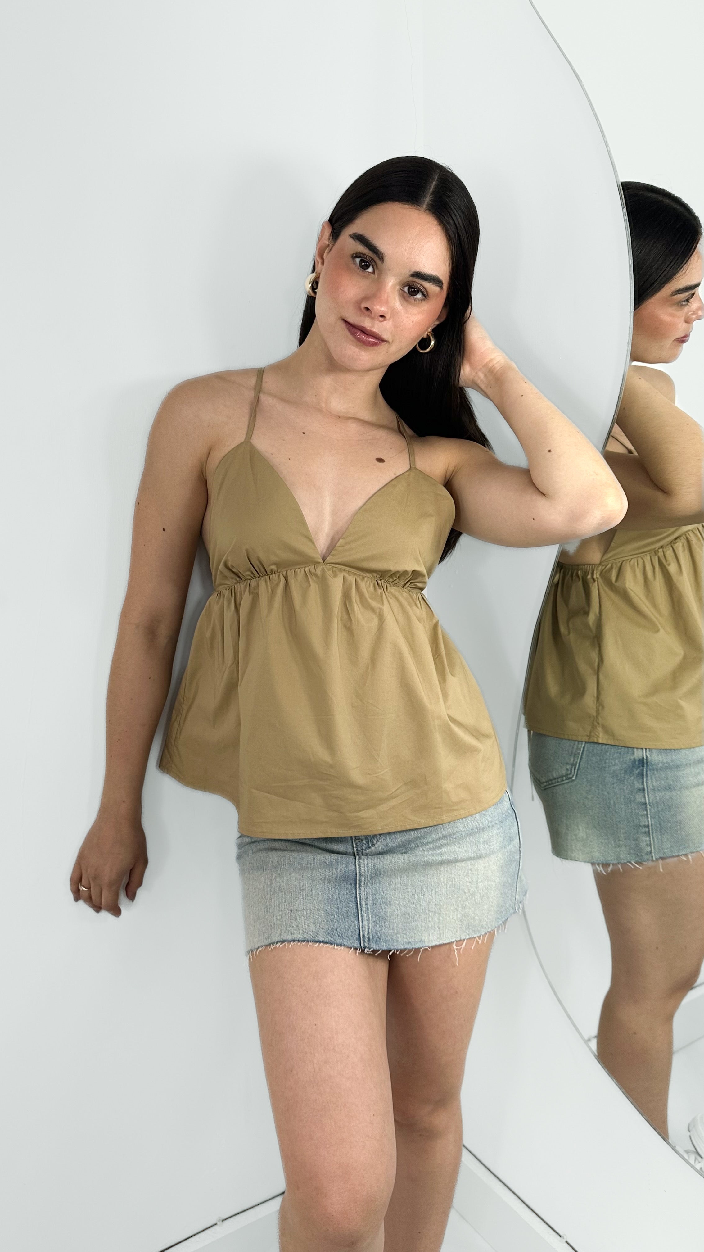 BLUSA TIRANTES SUELTA KHAKI