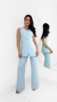 MAXI CHALECO BOTONES DORADOS BABY BLUE