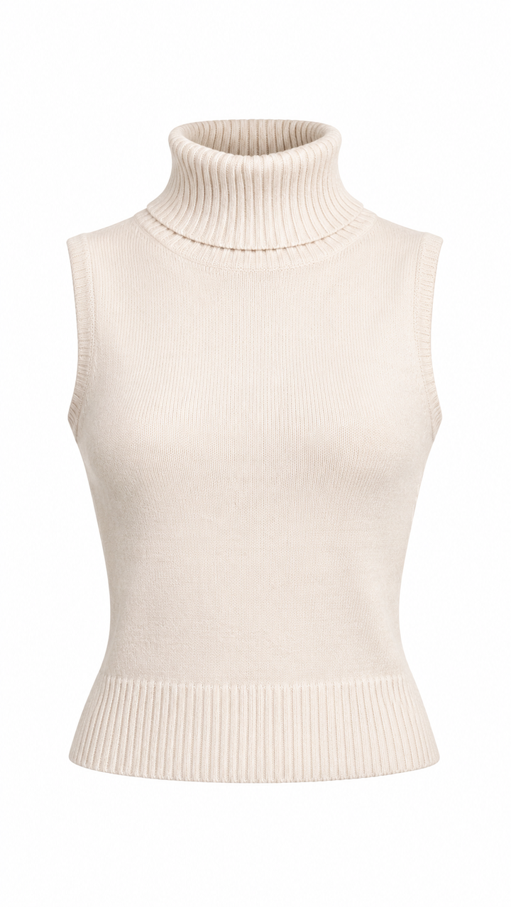 BLUSA CUELLO ALTO DE PUNTO IVORY