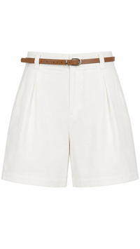 SHORT DE LINO BLANCO CON CINTO