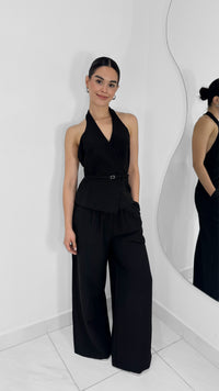 PANTALÓN HIGH WAISTED FORMAL CON PLIEGUES NEGRO