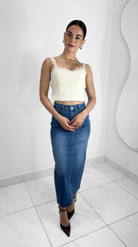 BLUSA CAMI BLANCA CON ENCAJE Y ESPALDA ABIERTA