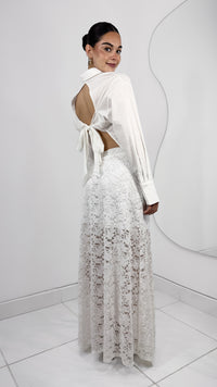 MAXI FALDA ENCAJE CON SHORT INCLUIDO BLANCA