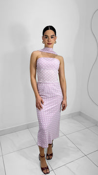 FALDA MIDI POLKA DOT PINK