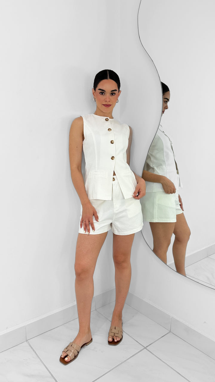 CONJUNTO CHALECO BLANCO DENIM