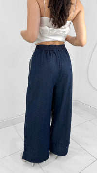 PANTALÓN TIRO ALTO WIDE LEG DARK DENIM (SET)
