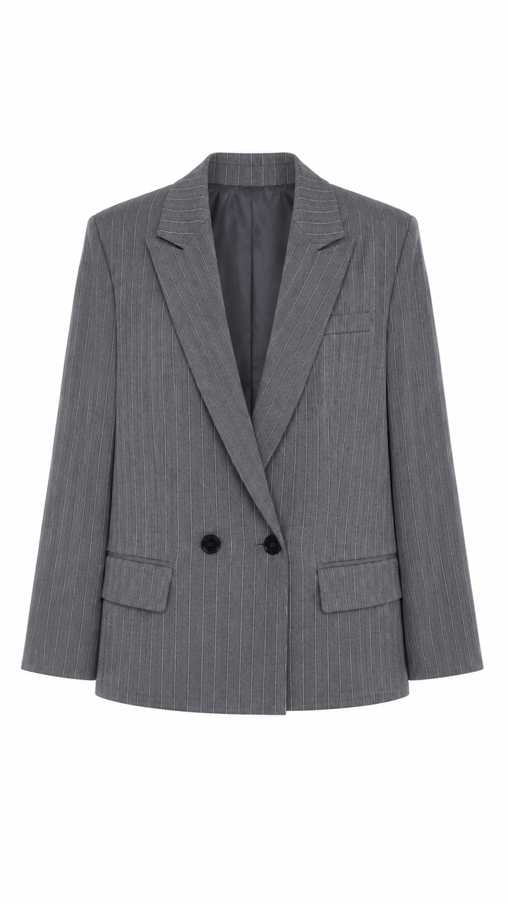 OVERSIZED BLAZER STRIPPED GREY (SET)
