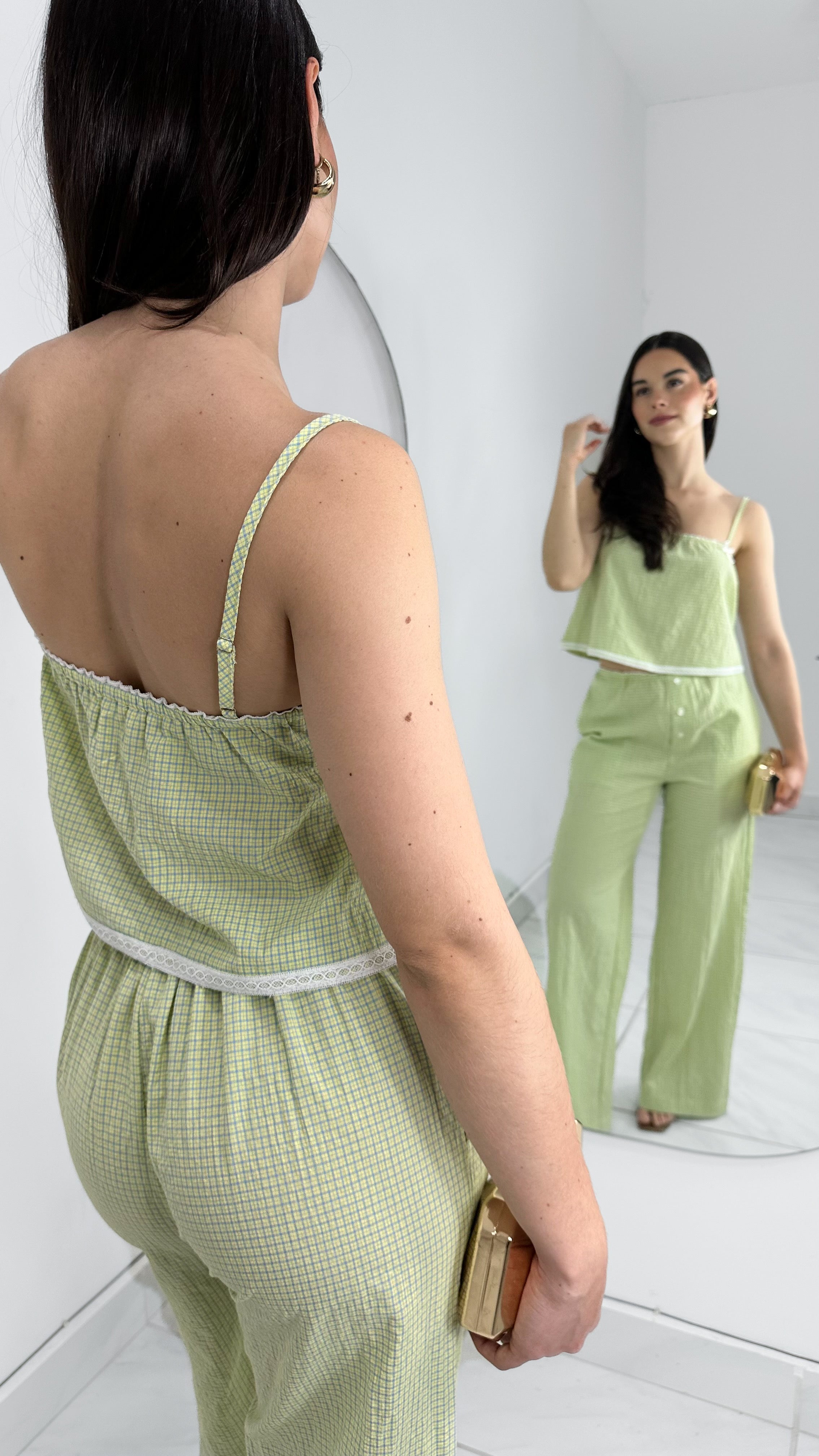 CONJUNTO WIDE LEG & BLUSA VERDE CLARO