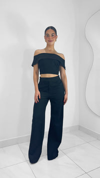 PANTALÓN FORMAL TIRO ALTO WIDE LEG NEGRO