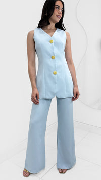 MAXI CHALECO BOTONES DORADOS BABY BLUE