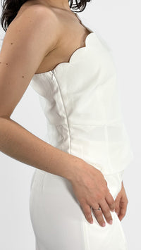 BLUSA UN HOMBRO TEXTURA BLANCA