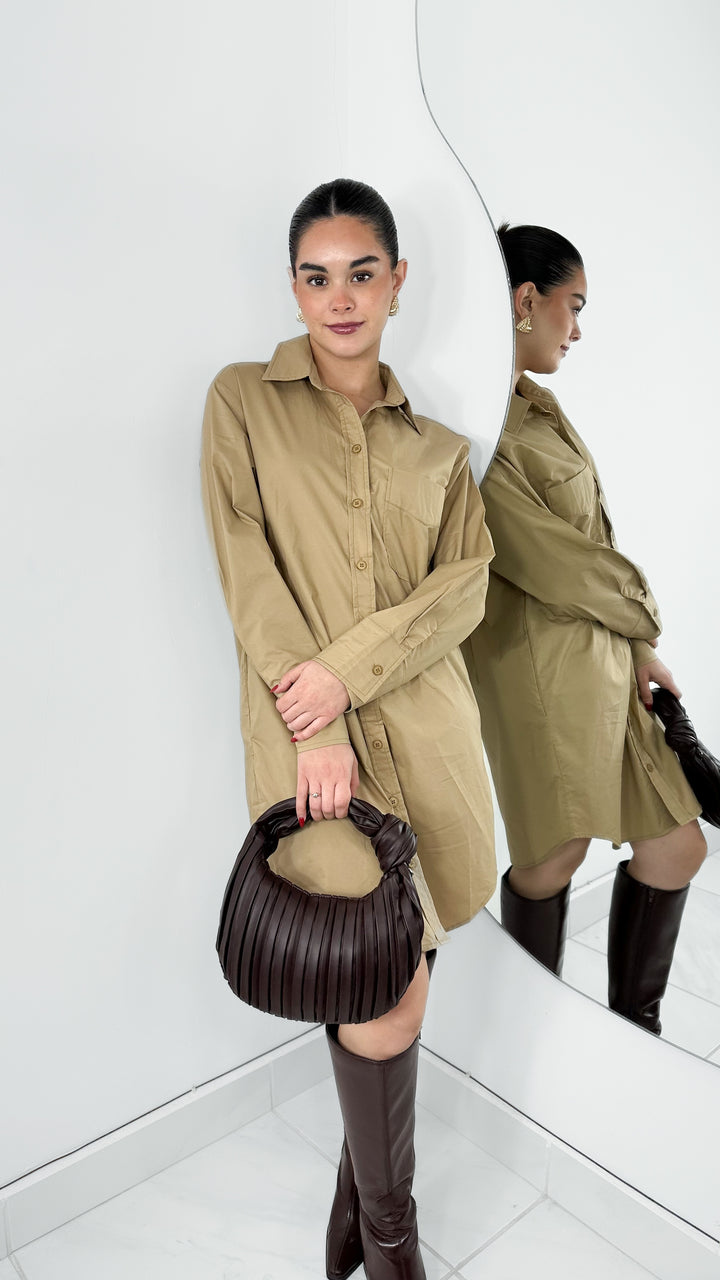 VESTIDO CAMISOLA OVERSIZED TAUPE