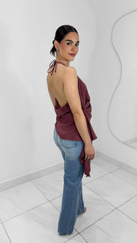 BLUSA HALTER ASIMETRICA PLUM