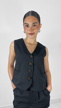CHALECO DE LINO NEGRO