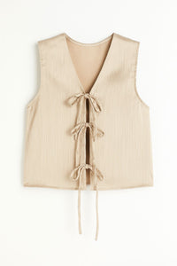 CHALECO RIBBON TIE SATIN CHAMPAGNE