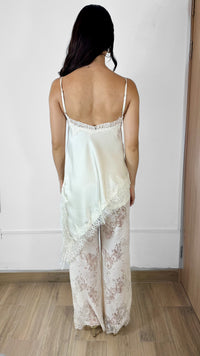 SET BLANCO DE SATÍN CON ENCAJE