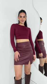 TOP CROPPED DOBLE TELA BURGUNDY