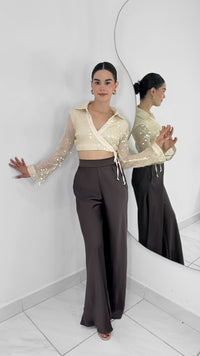 BLUSA MANGA LARGA IVORY SEQUIN