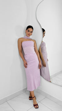 FALDA MIDI POLKA DOT PINK