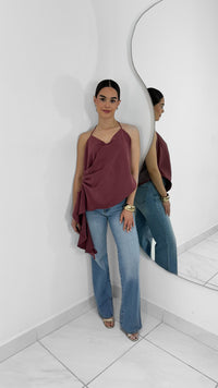 BLUSA HALTER ASIMETRICA PLUM
