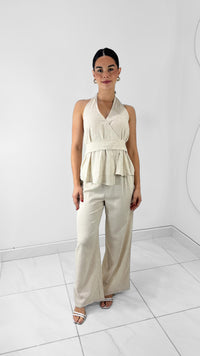 PANTALÓN RECTO LINO ARENA