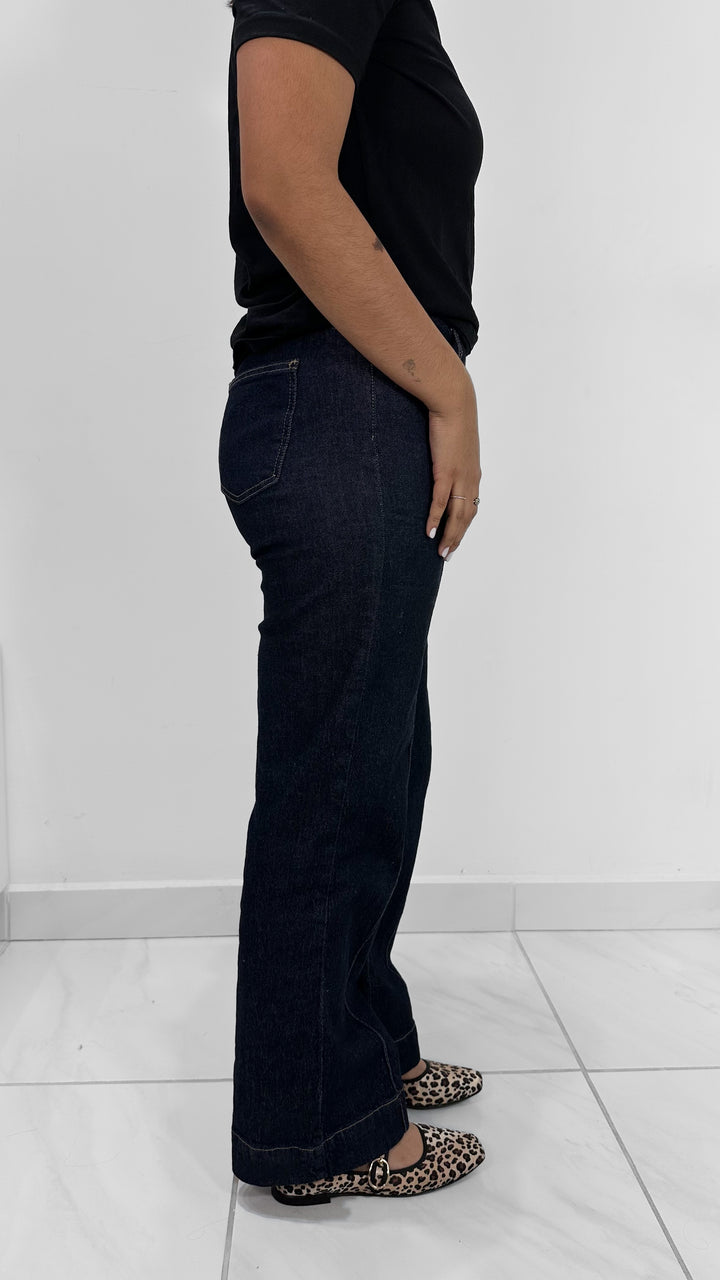 STRAIGHT DARK DENIM HIGH WAISTE JEANS