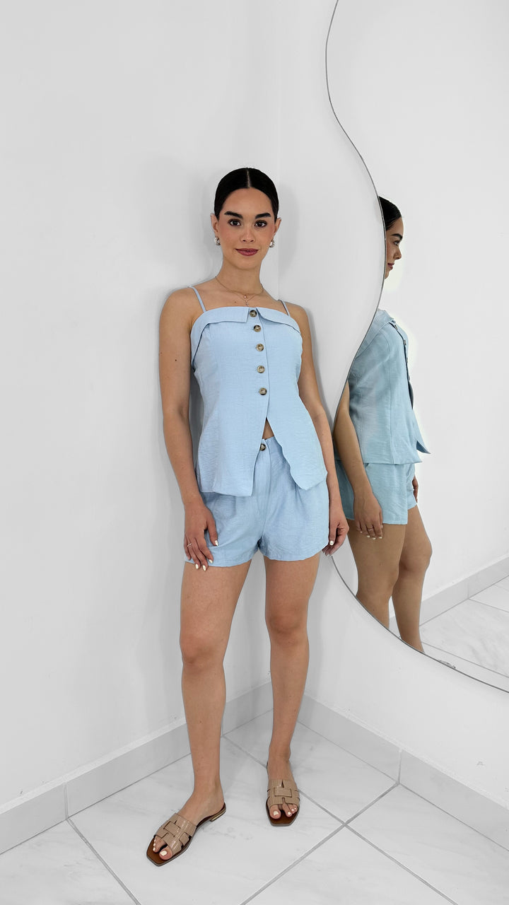 CONJUNTO TOP Y SHORT ICY BLUE