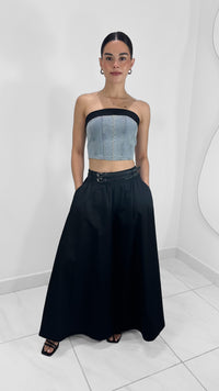 CROP TOP DE MEZCLILLA CON NEGRO