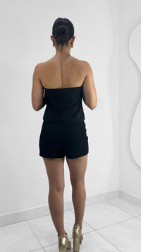 TOP STRAPLESS EFECTO SASTRE NEGRO