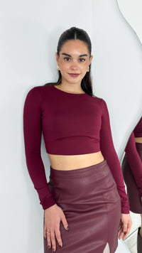 TOP CROPPED DOBLE TELA BURGUNDY