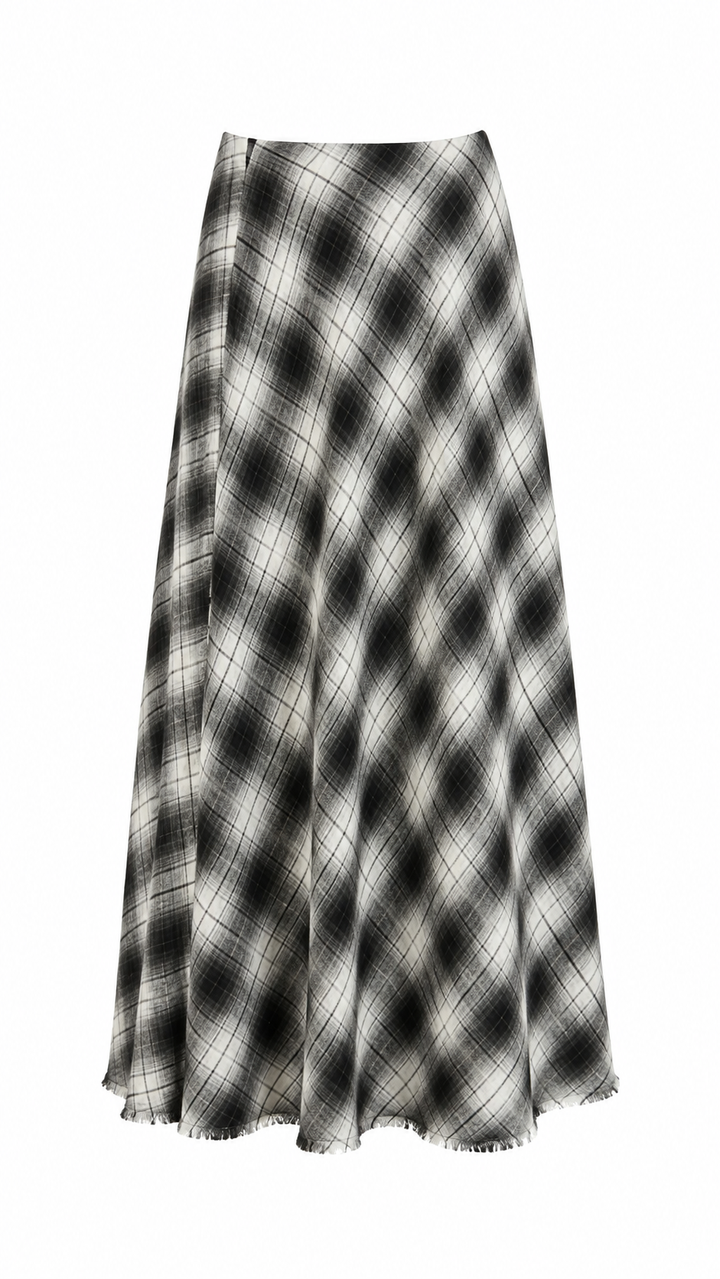 FALDA MAXI DE CUADROS B&W
