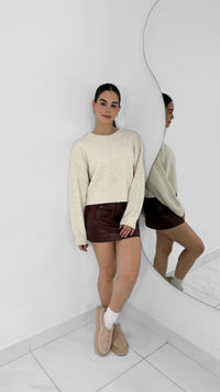 SUÉTER CORTO MANGA LARGA CREMA