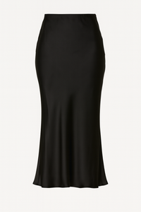 FALDA MIDI SATINADA NEGRA