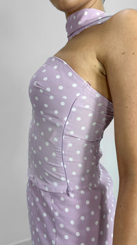 TOP STRAPLESS POLKA DOT PINK CON BUFANDA