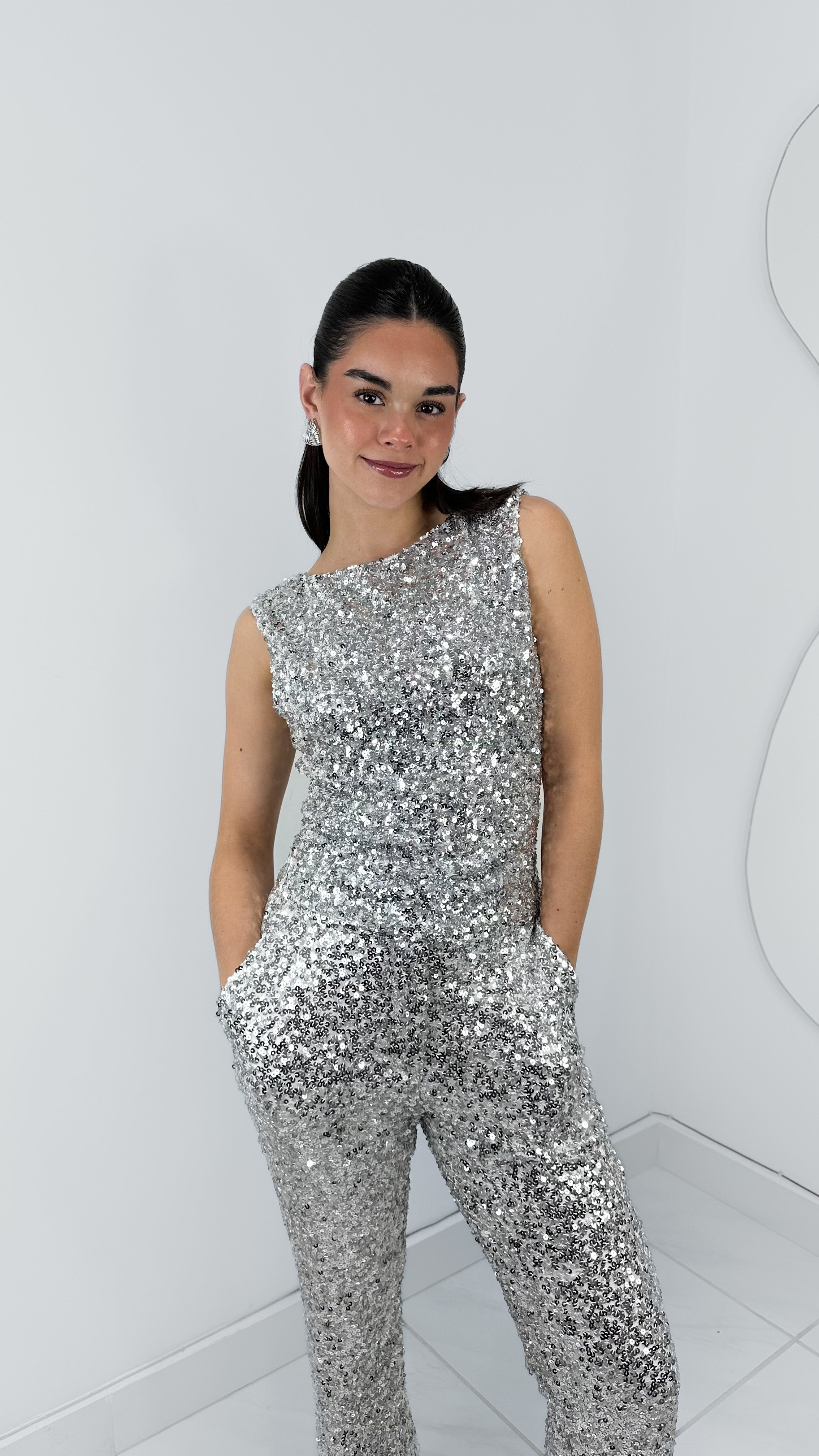 MAXI BLUSA SEQUIN SILVER