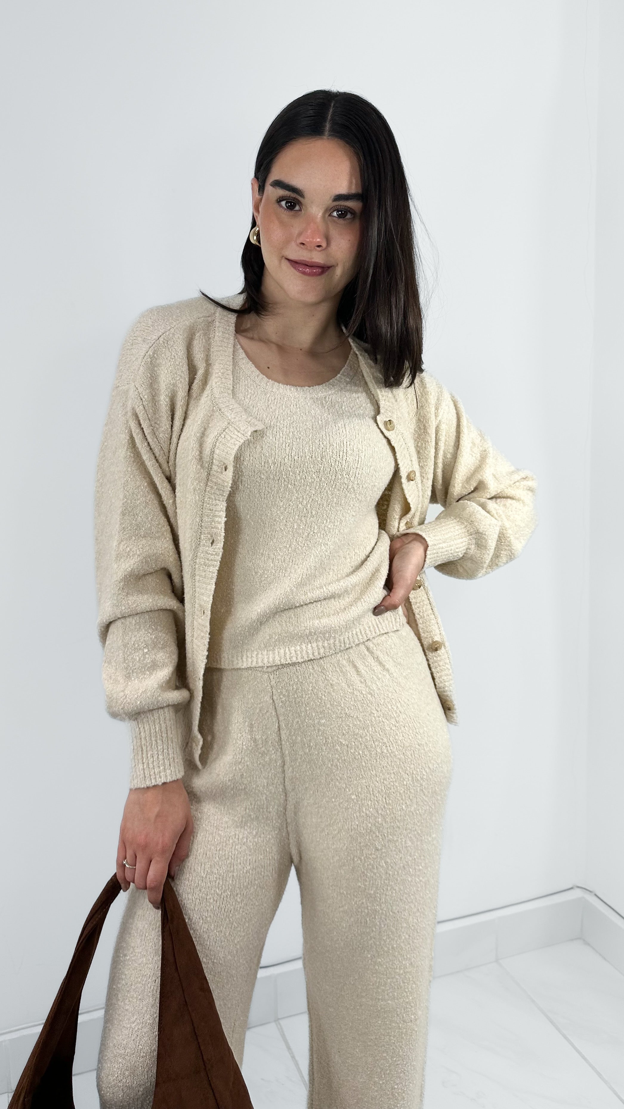 CÁRDIGAN BEIGE AFELPADO