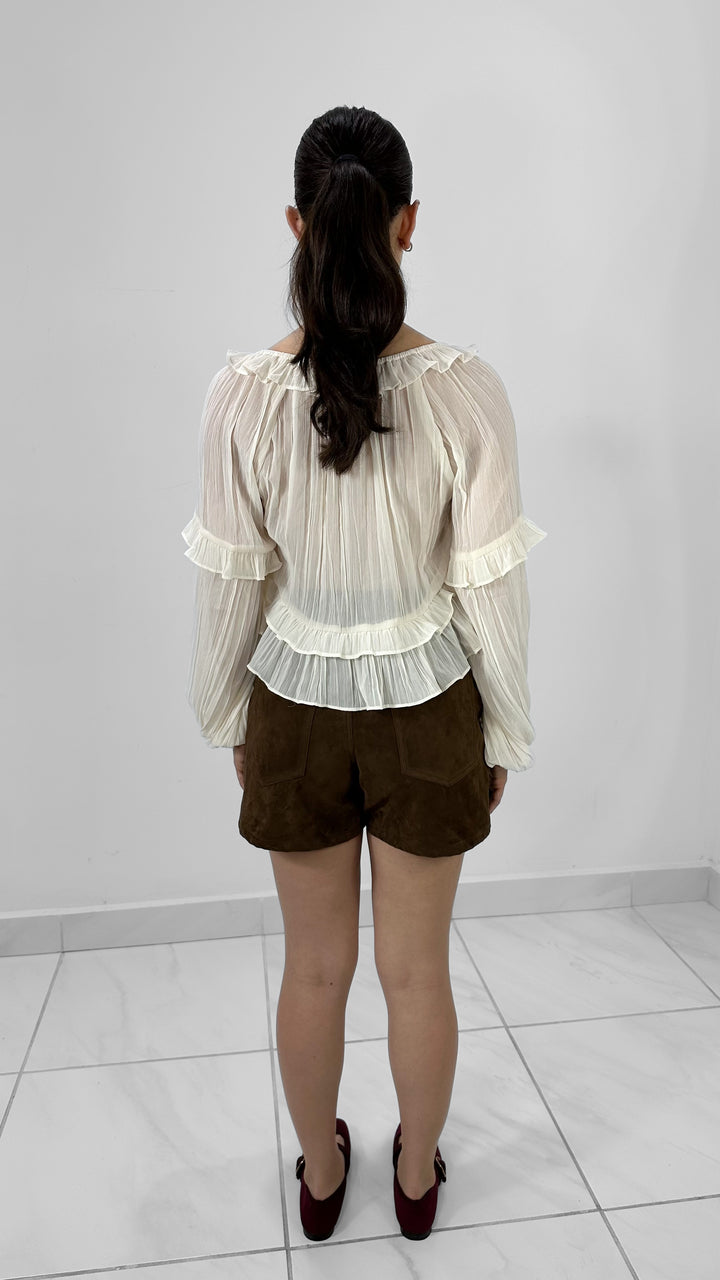 BLUSA BOHO CON OLANES BLANCA