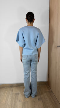 TOP KNIT AZUL CON BOTONES