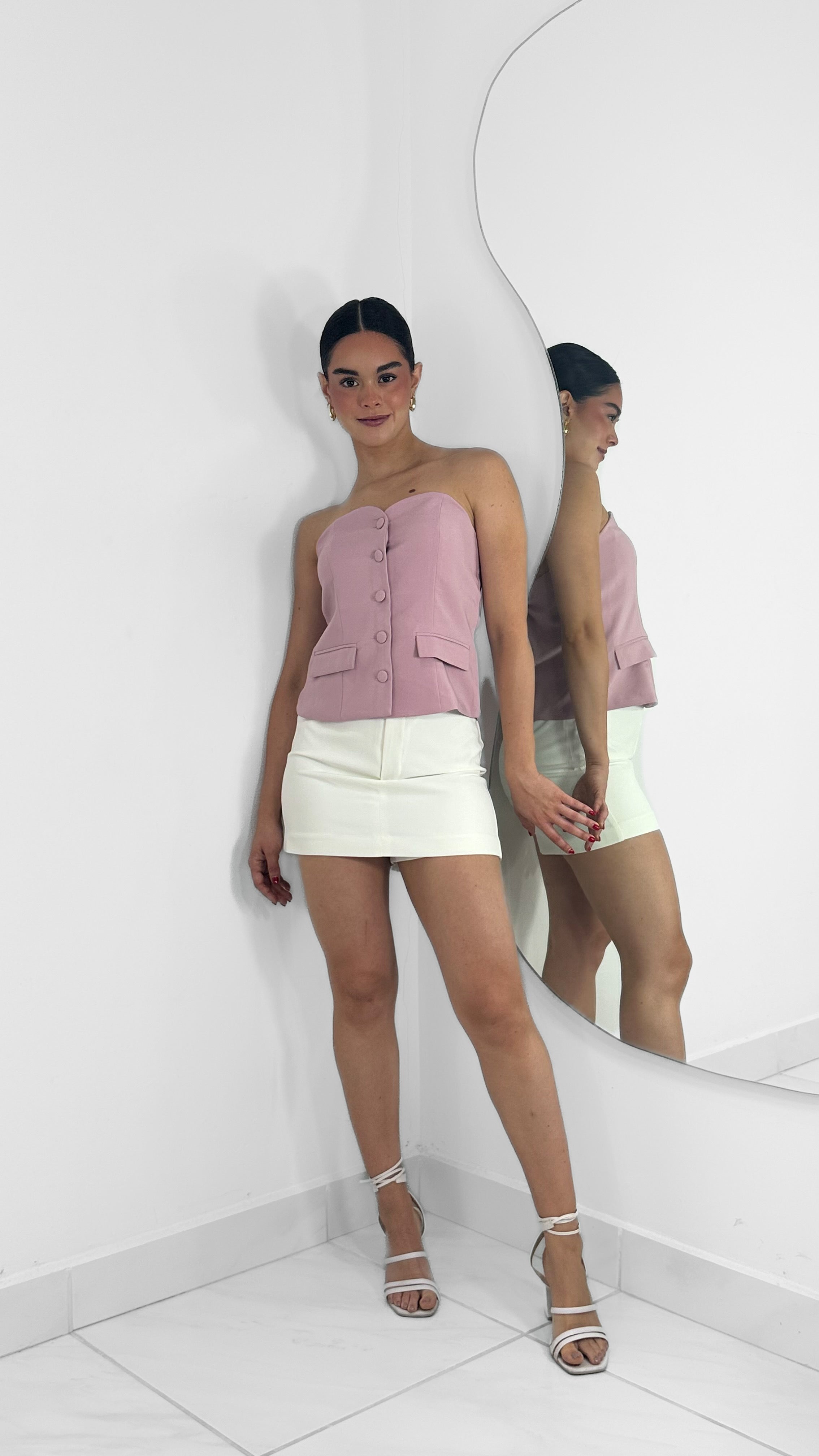 SHORT FALDA TIRO ALTO BLANCO