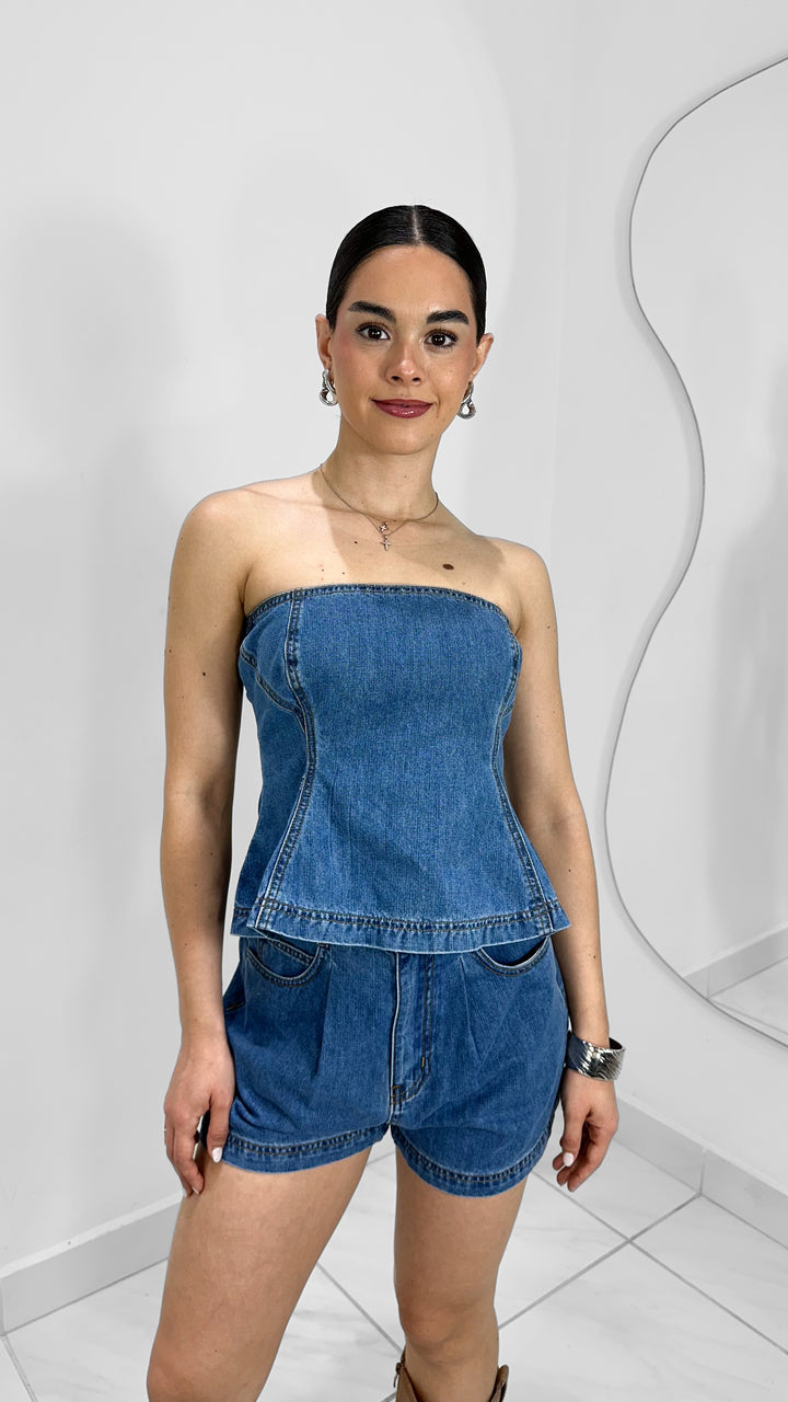SET DENIM SHORT Y TOP